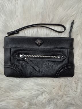Simply Vera Vera Wang Black Faux Leather Front Zip Wristlet Clutch Purse - LN